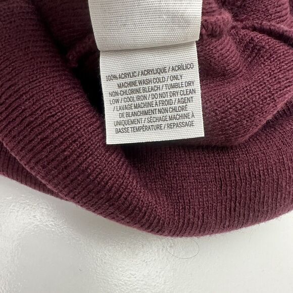 Victorias Secret PINK Beanie Hat Winter Cap Maroon White Knit - Picture 10 of 11